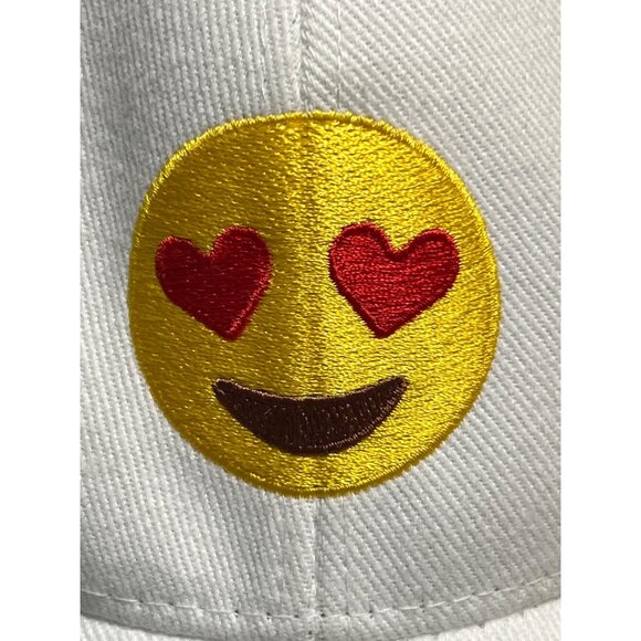 Emoji Heart Eyes White Baseball Cap Adjustable Fit Embroidered Smiley Face NWT - Picture 2 of 5